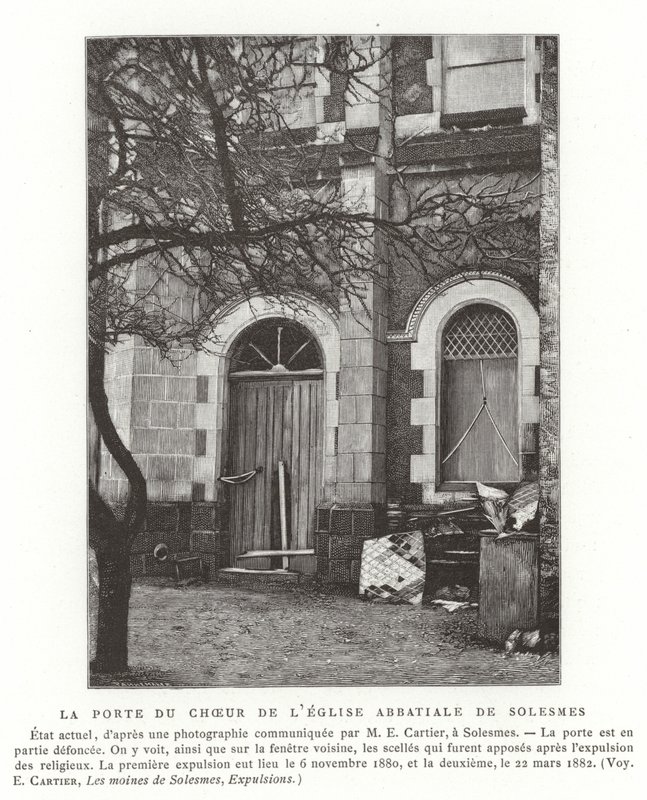 La puerta del coro de la iglesia abacial de Solesmes, Francia de French School