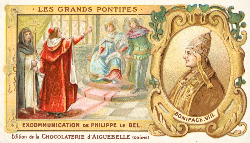 La excomunión de Felipe IV de Francia por el Papa Bonifacio VIII de French School