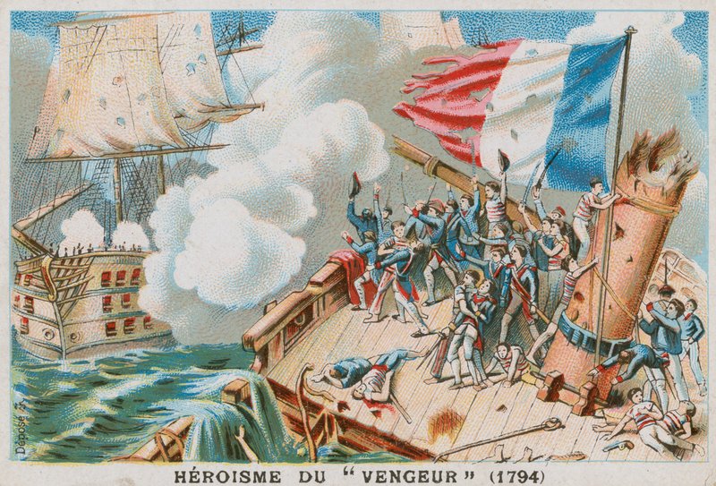 El heroísmo del buque de guerra francés Vengeur du Peuple, 1794 de French School