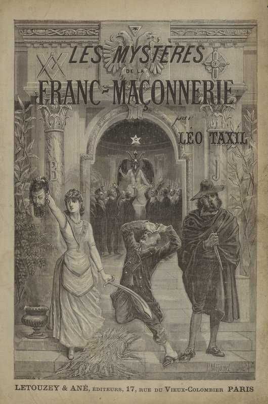 Ilustración de la portada de Les Mysteres de la Franc-Maçonnerie Devoiles (grabado) de French School