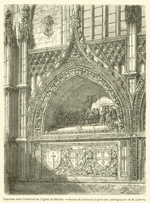 Tumba en el interior de la iglesia de Batalha de French School