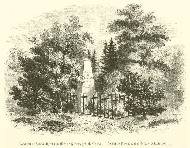 Tumba de Sismondi, en el cementerio de Chenes, cerca de Ginebra de French School