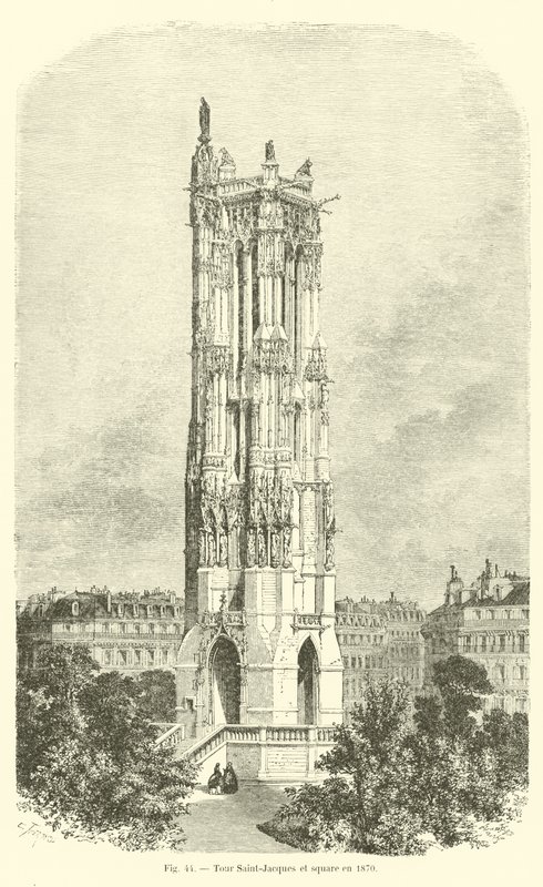 Torre Saint-Jacques y plaza en 1870 de French School