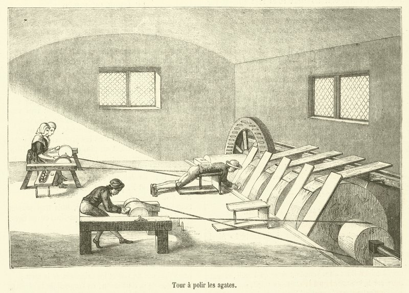 Torno para pulir ágatas de French School