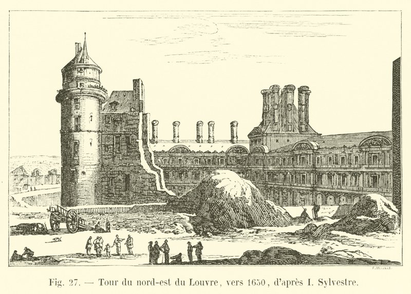 Torre noreste del Louvre, hacia 1650, según I Sylvestre de French School