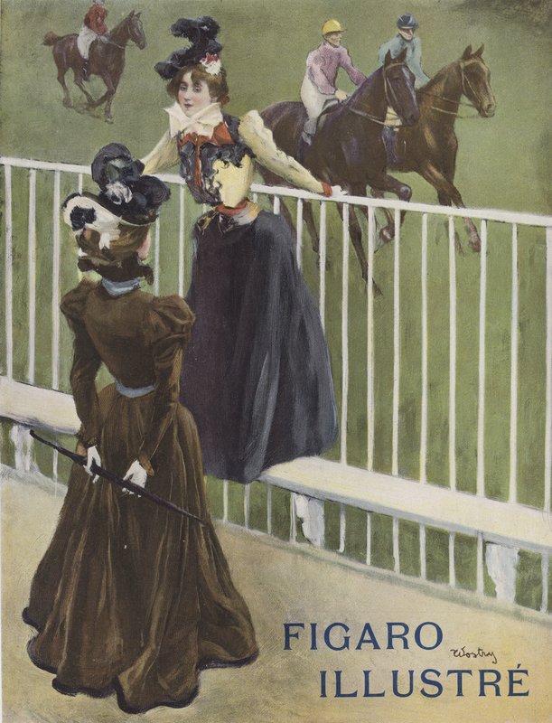 Dos mujeres bien vestidas en un hipódromo de French School