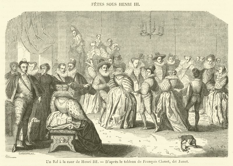 Un Bal a la cour de Henri III (grabado) de French School