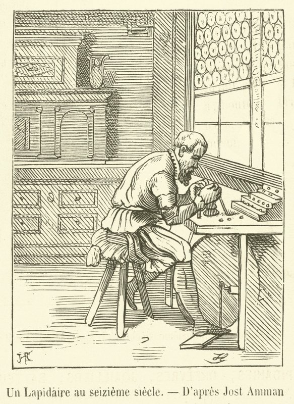 Un lapidario en el siglo XVI (grabado) de French School