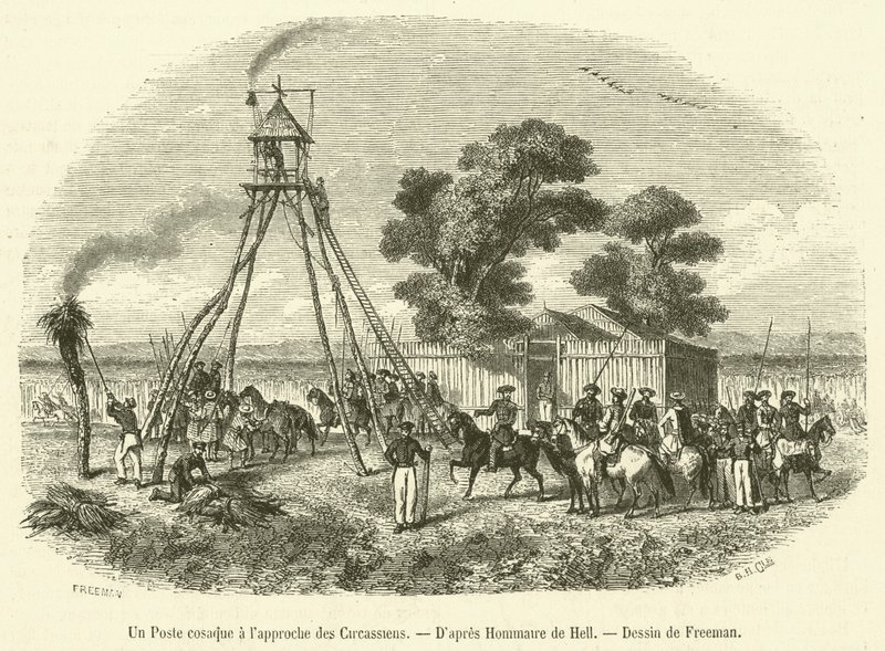 Un Puesto cosaco ante la llegada de los Circassianos de French School