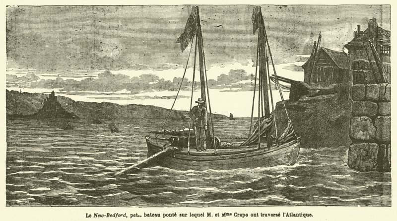 Un viaje en barco a través del Atlántico (grabado) de French School