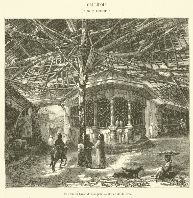 Un rincón del bazar de Gallipoli de French School