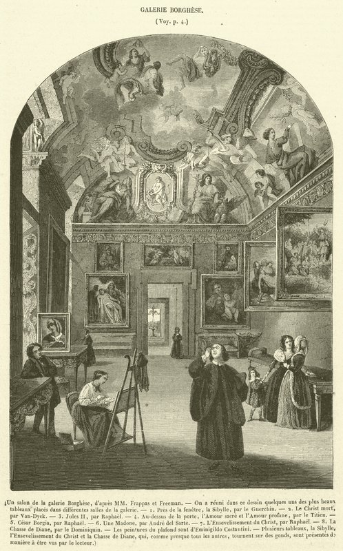 Un salón de la galería Borghese de French School