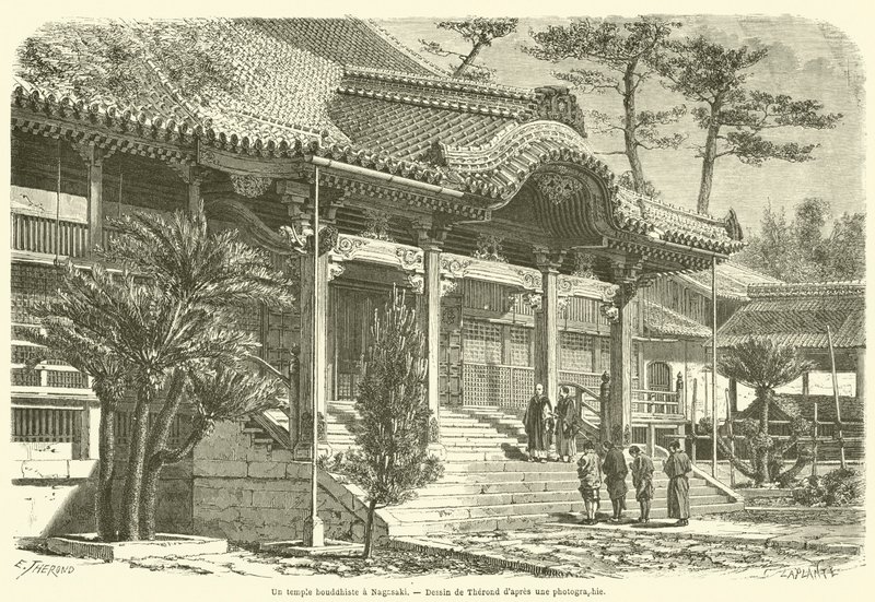 Un templo budista en Nagasaki de French School