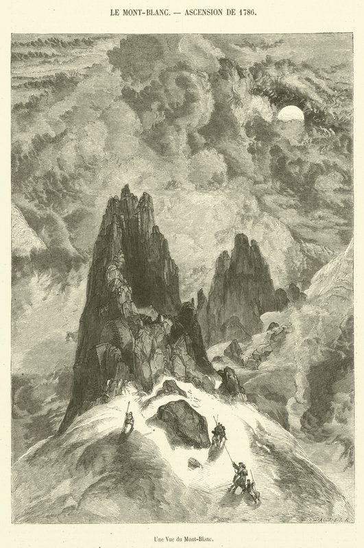 Una vista del Mont-Blanc (grabado) de French School