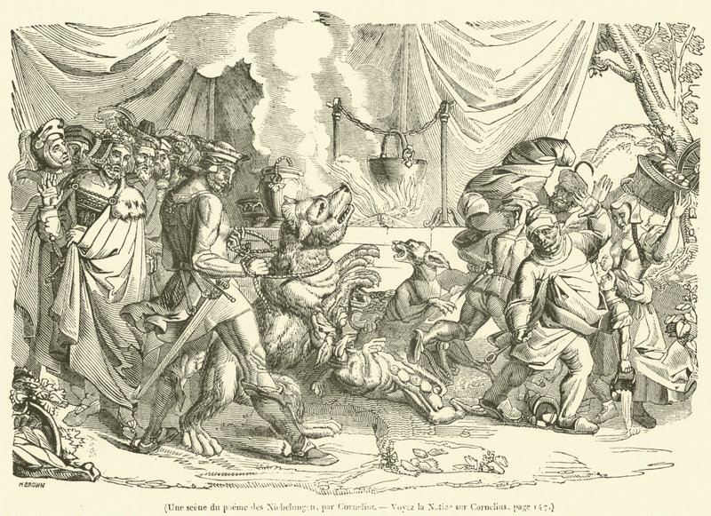 Une scene du poeme des Niebelungen (grabado) de French School