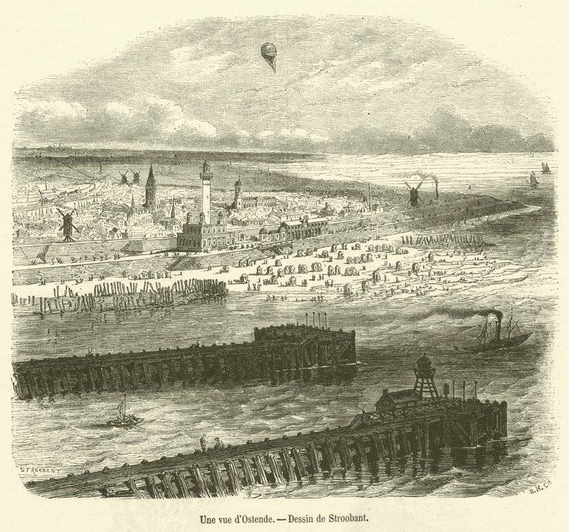 Una vista de Ostende (grabado) de French School