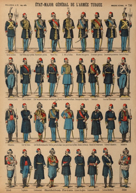Uniformes del ejército turco otomano de French School