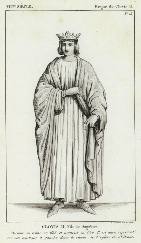 VII Siglo, Reinado de Clodoveo II, Clodoveo II, Hijo de Dagoberto (grabado) de French School