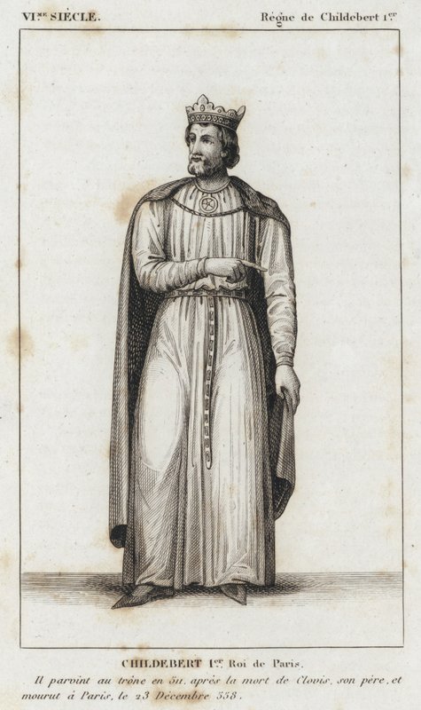 Siglo VI, Reinado de Childeberto I, Childeberto I, Rey de París (grabado) de French School