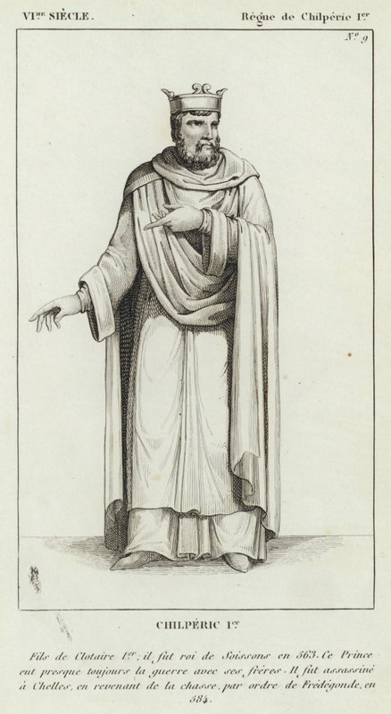 VI Siglo, Reinado de Chilperico I, Chilperico I (grabado) de French School