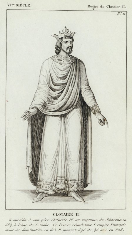 VI Siglo, Reinado de Clotario II, Clotario II (grabado) de French School