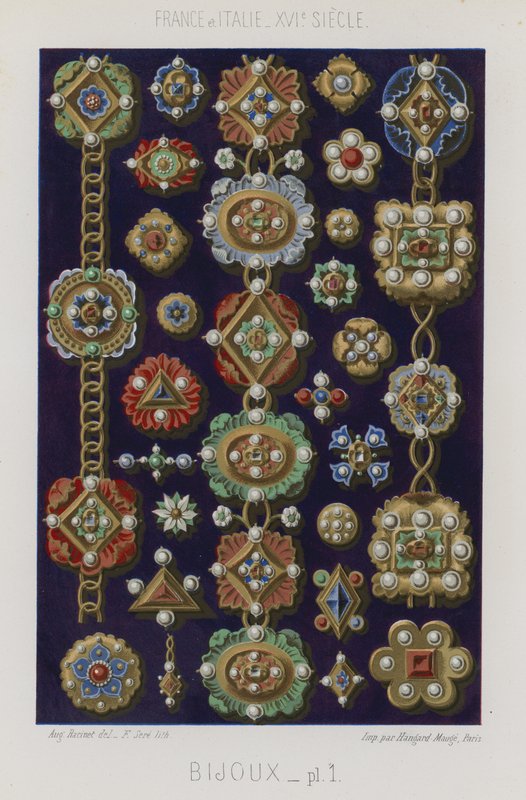 Varias piezas de joyería de French School