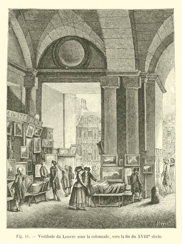 Vestíbulo del Louvre bajo la columnata, hacia finales del siglo XVIII de French School
