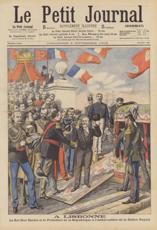Visita a Lisboa del Presidente de Francia (litografía en color) de French School