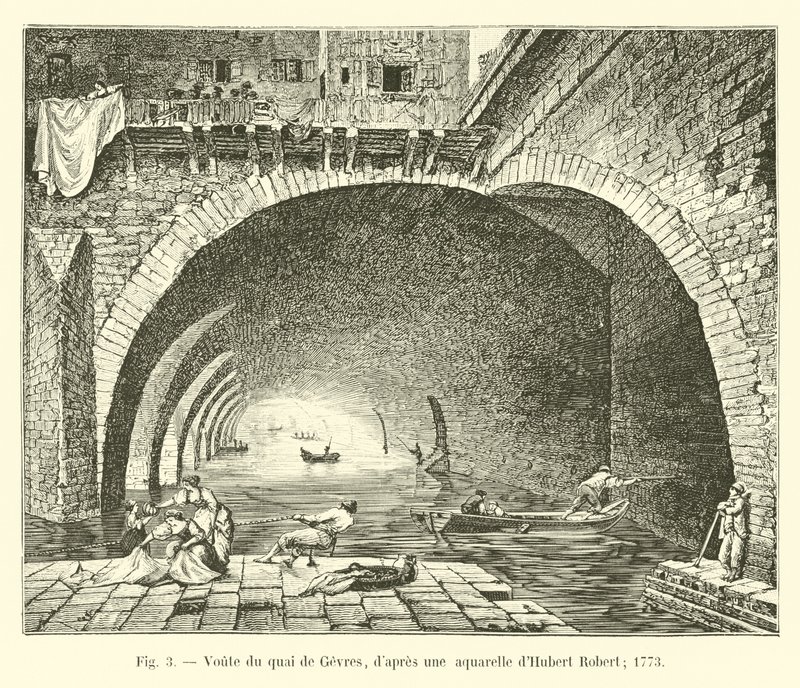 Bóveda del muelle de Gevres, según una acuarela de Hubert Robert; 1773 de French School