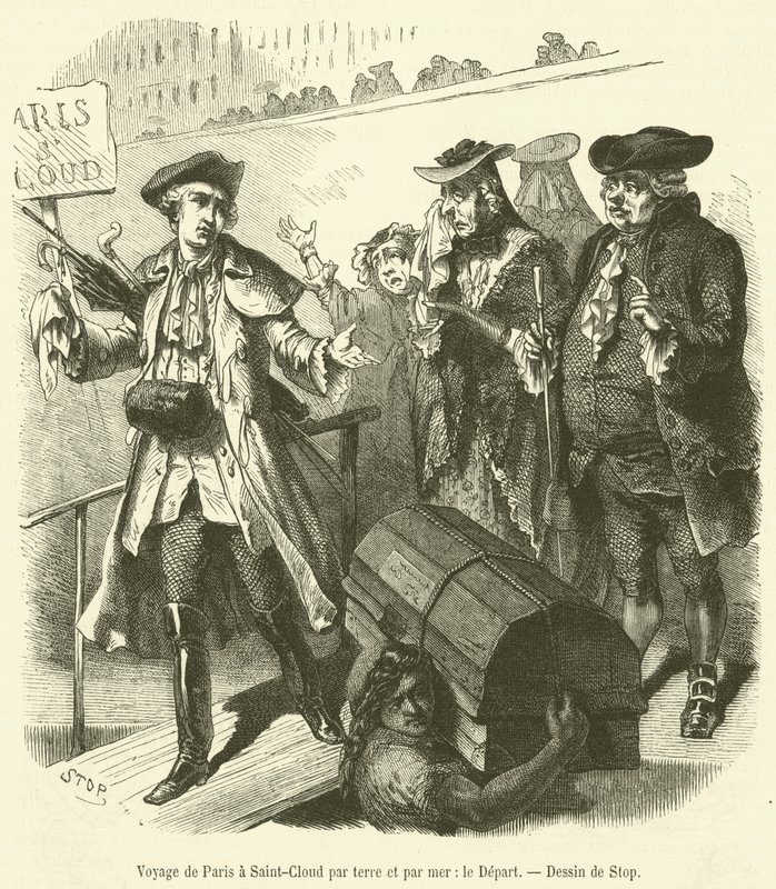 Voyage de Paris a Saint-Cloud par terre et par mer, le Depart de French School