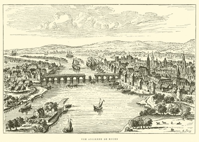 Vista antigua de Rouen de French School