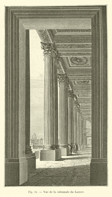 Vista de la columnata del Louvre de French School