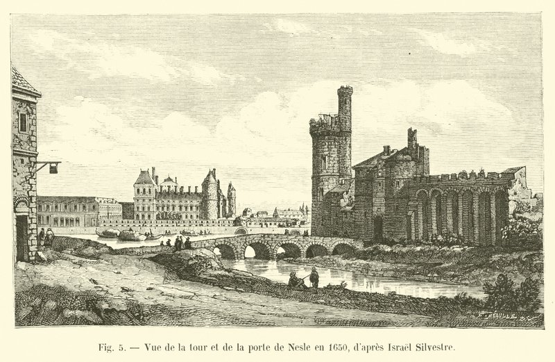 Vista de la torre y de la puerta de Nesle en 1650, según Israel Silvestre de French School