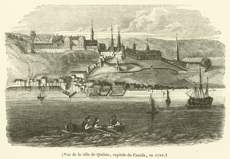 Vista de la ciudad de Quebec, capital de Canadá, en 1720 de French School