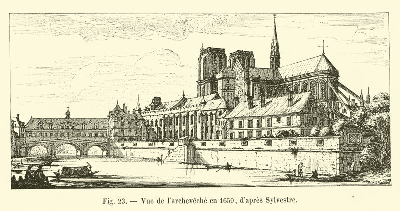 Vista del arzobispado en 1650, según Sylvestre de French School