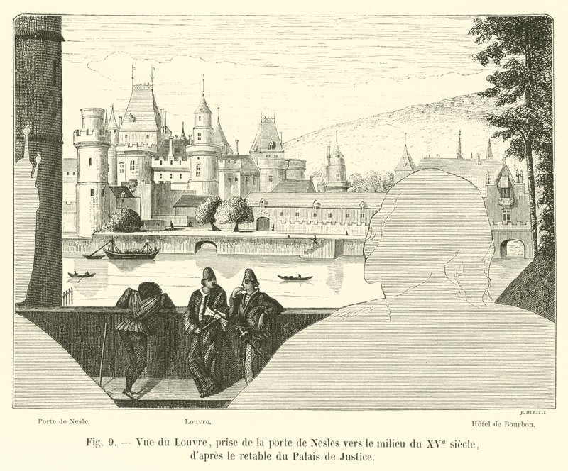 Vista del Louvre, tomada desde la puerta de Nesles hacia mediados del siglo XV de French School