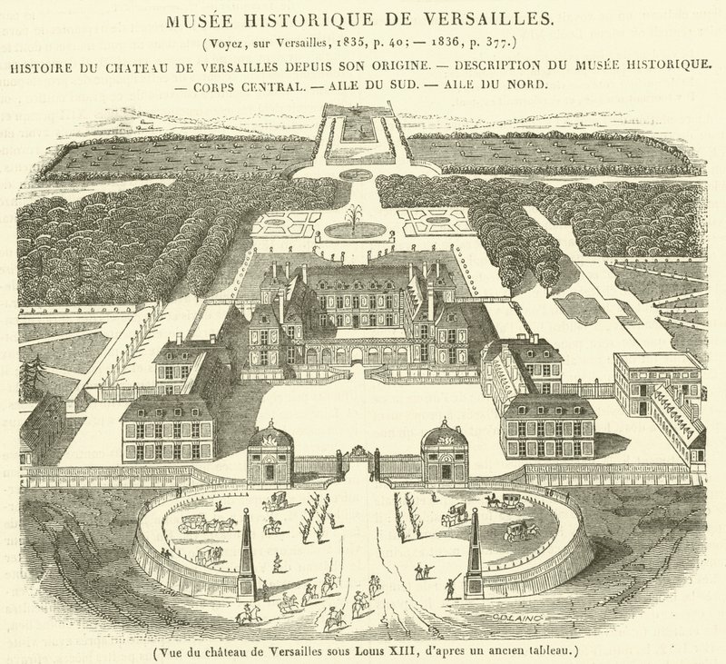 Vista del castillo de Versalles bajo Luis XIII de French School