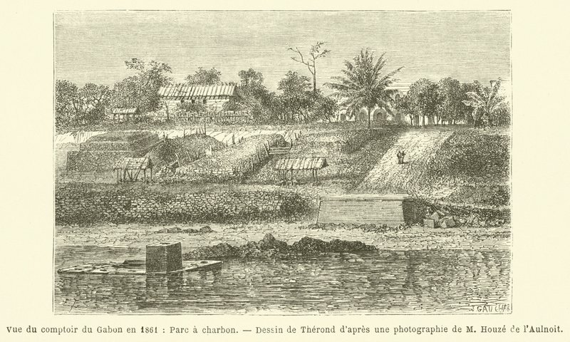 Vista del puesto de Gabón en 1861, Parque de carbón de French School