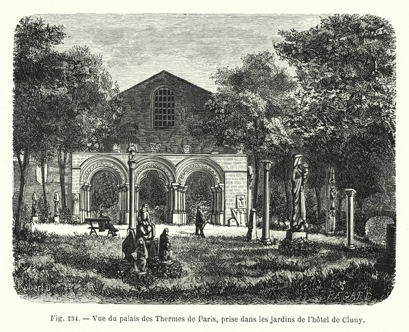 Vista del Palacio de las Termas de París, Tomada en los Jardines del Hotel de Cluny de French School