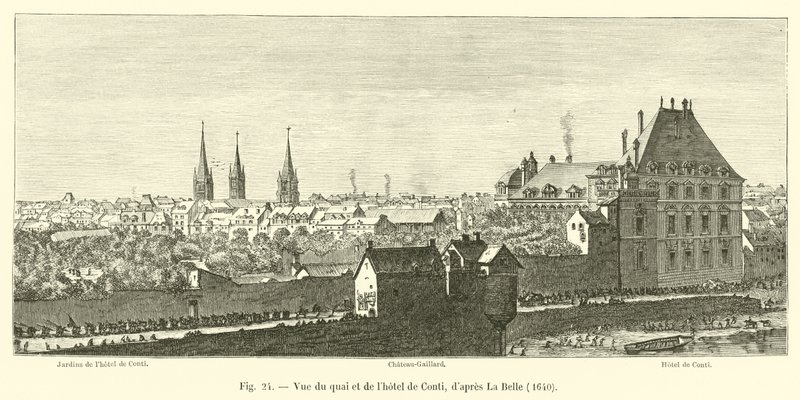 Vista del muelle y del hotel de Conti, según La Belle, 1640 de French School