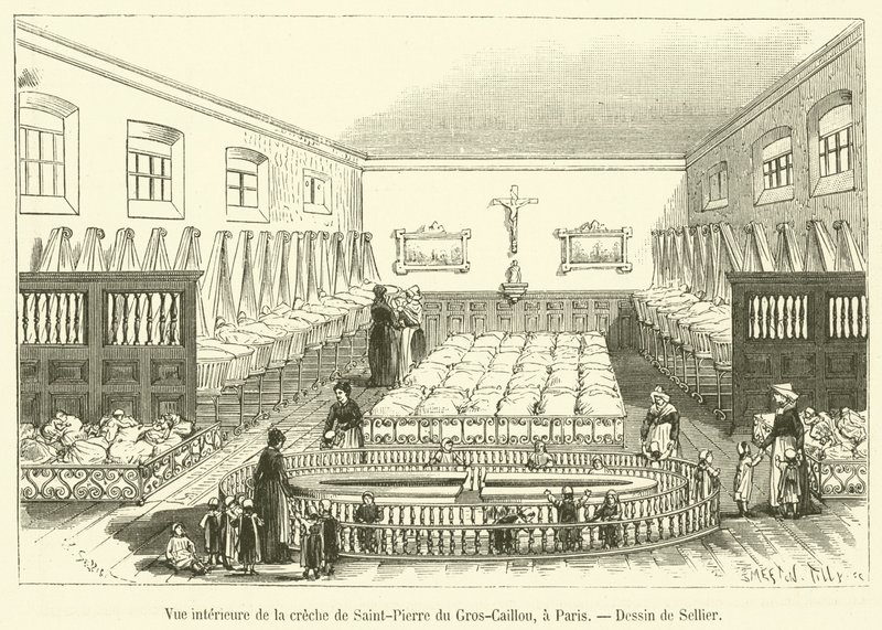 Vista interior del pesebre de Saint-Pierre du Gros-Caillou, en París de French School