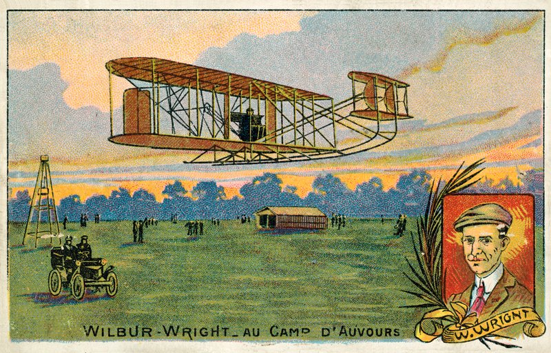 Wilbur Wright haciendo un vuelo en el Camp d