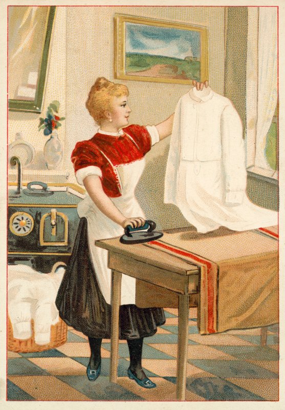 Mujer planchando de French School