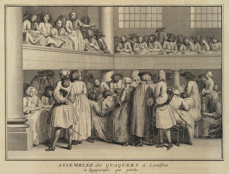 Mujer predicando en una reunión de cuáqueros en Londres de French School