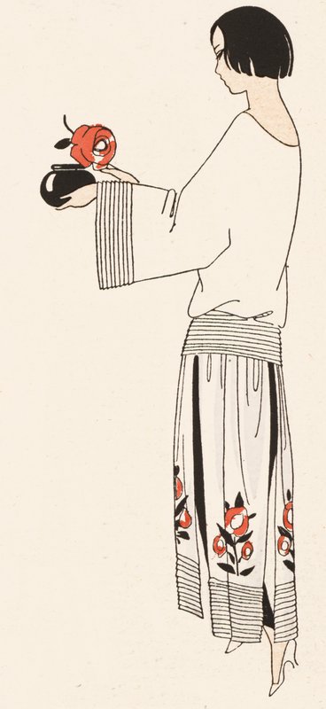 Moda femenina de los años 20 (litografía en color) de French School