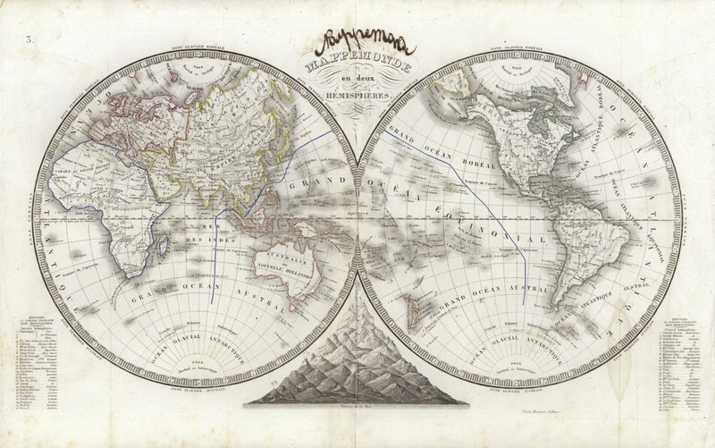 Mapa mundial en dos hemisferios de French School