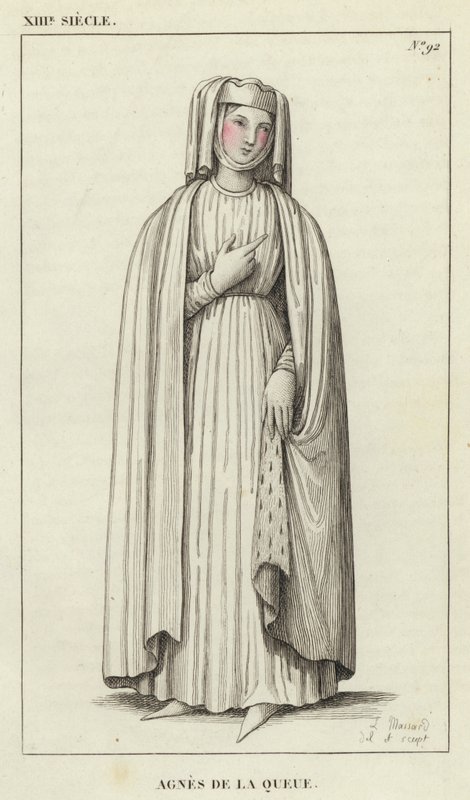 Siglo XIII, Inés de la Cola (grabado coloreado) de French School