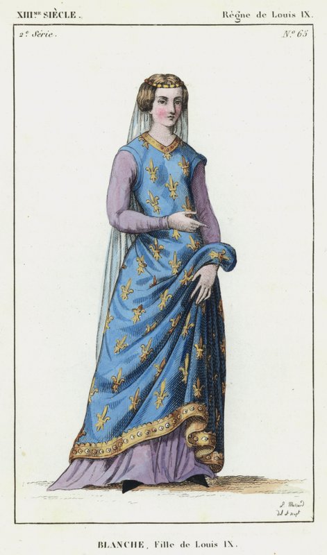 Siglo XIII, Reinado de Luis IX, Blanca, Hija de Luis IX (grabado en color) de French School
