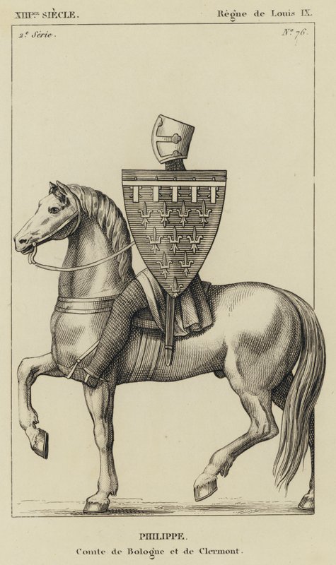 XIII Siglo, Reinado de Luis IX, Felipe, Conde de Bolonia y de Clermont (grabado) de French School