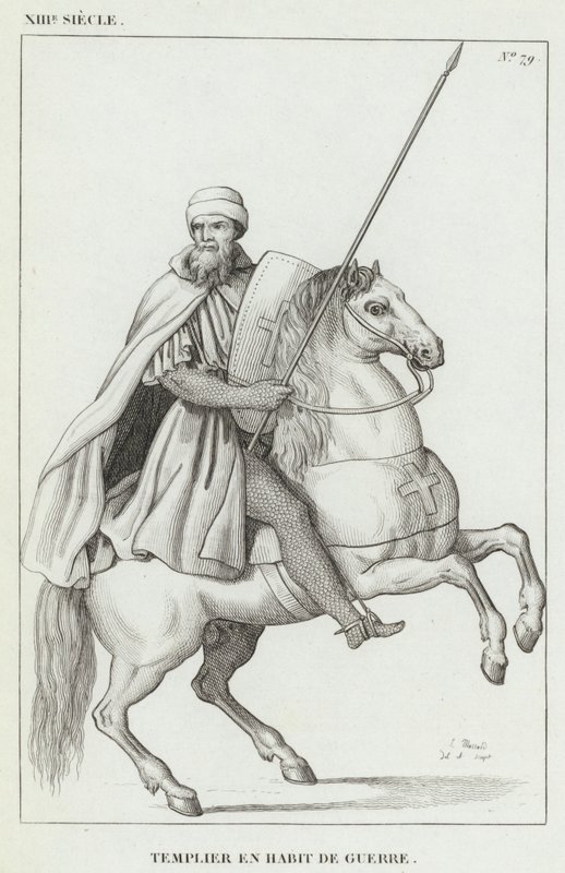 XIII Siglo, Templario en Traje de Guerra (grabado) de French School
